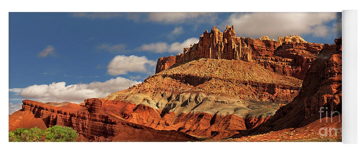 Dave Welling Yoga Mat featuring the photograph Panoramic The Castle Formation Capitol Reef National Park by Dave Welling