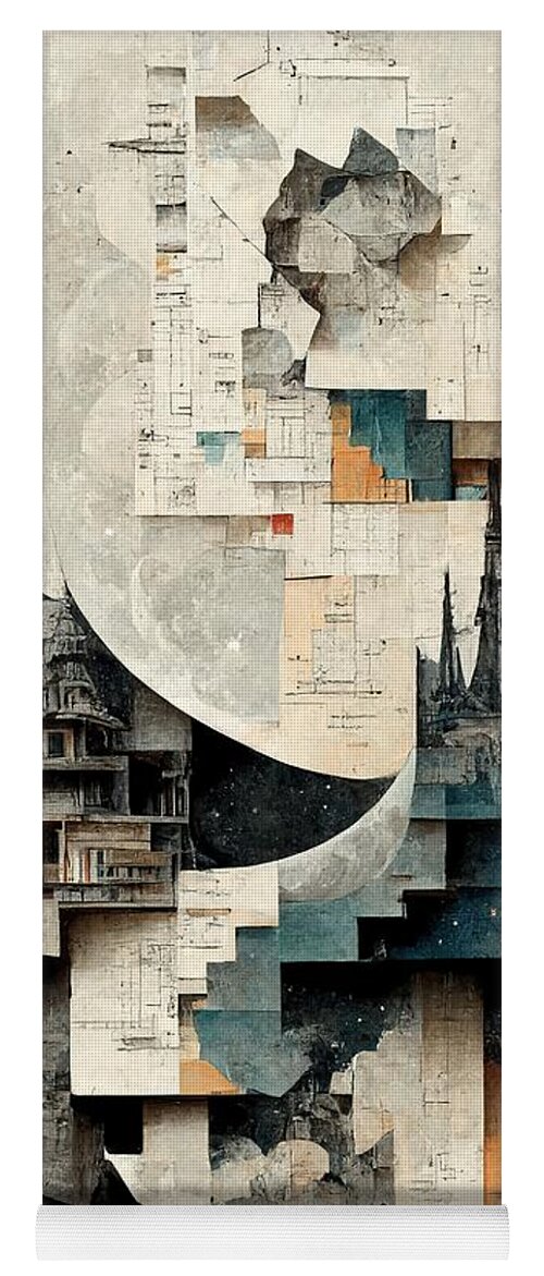 Moon Yoga Mat featuring the digital art Paper Moon by Nickleen Mosher