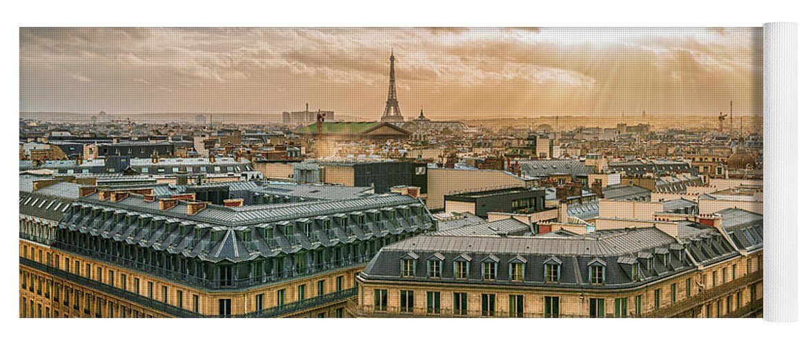 City Yoga Mat featuring the digital art Paris from the Rooftop by Kevin McClish