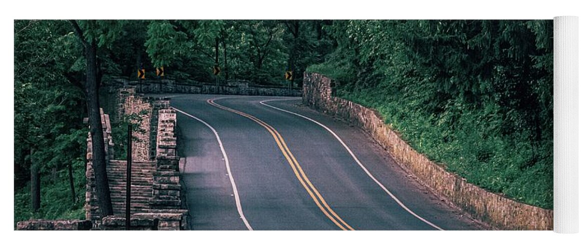 Lehigh Yoga Mat featuring the photograph Park Drive and Stone Walls by Jason Fink