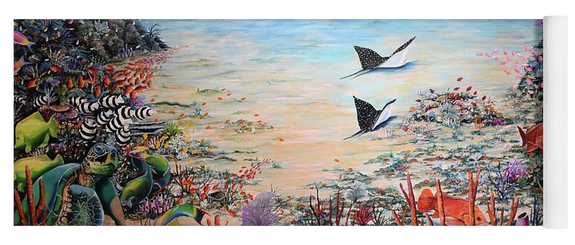 Sting Rays Yoga Mat featuring the painting Passing Through by Karin Dawn Kelshall- Best