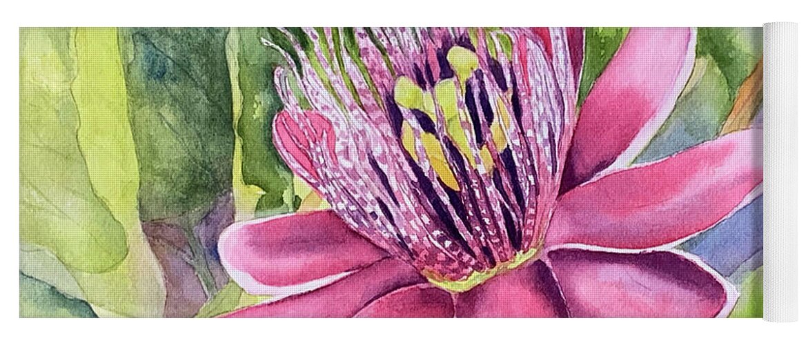 Passion Flower Yoga Mat featuring the painting Passion Fruit Flower by Hilda Vandergriff
