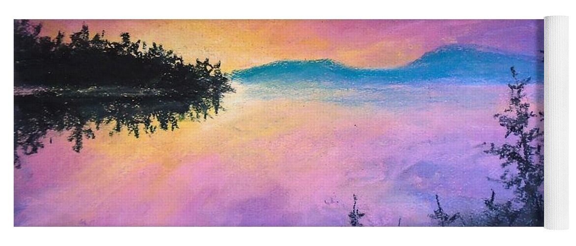 Pink Sunset Yoga Mat featuring the painting Pastel Dreams by Jen Shearer