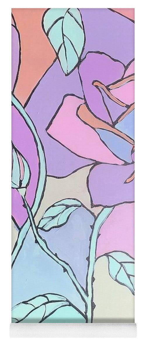  Yoga Mat featuring the painting Pastel Roses by Jam Art