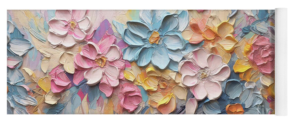 Pastel Flowers Yoga Mat featuring the painting Pastel Wildflowers by Tina LeCour
