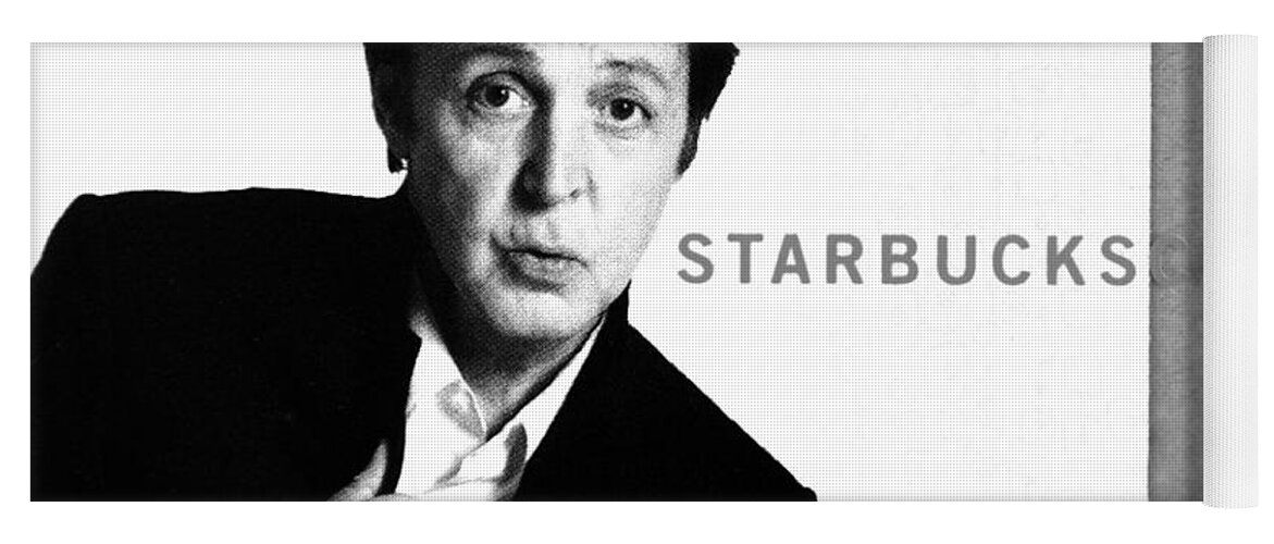 Paul McCartney Starbucks card 2007 BW Yoga Mat by David Lee