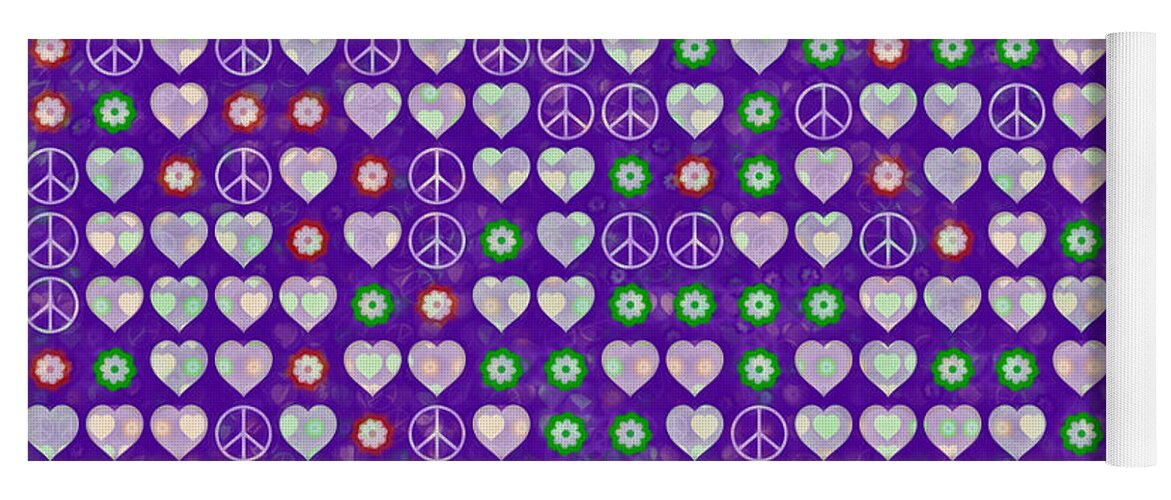 Peace Yoga Mat featuring the digital art Peace and Love Collage by David G Paul