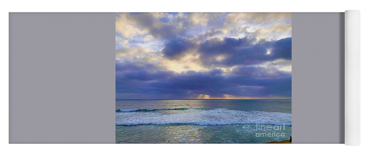 Pacific Ocean Sunset Yoga Mat featuring the digital art Peace Be With You by Tammy Keyes
