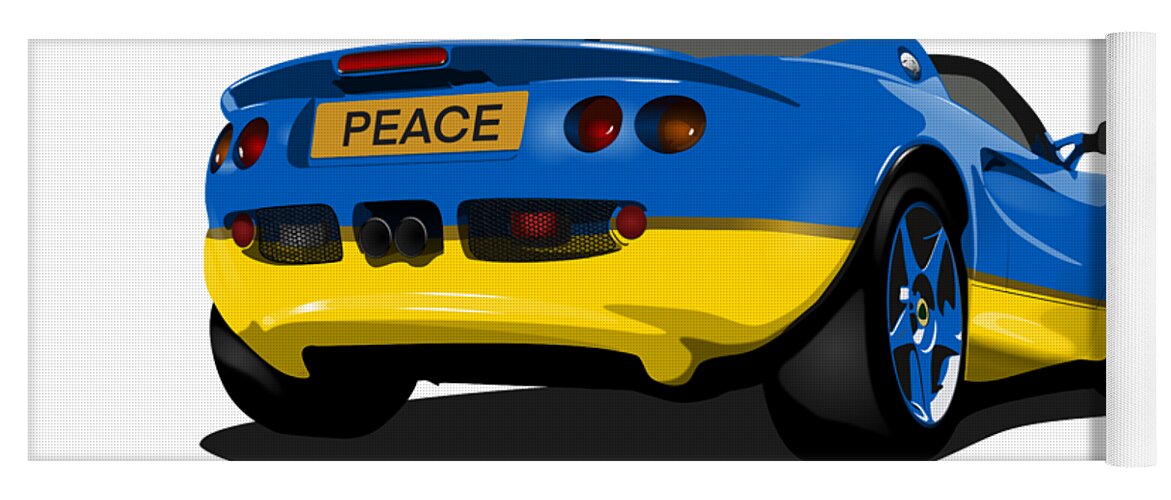 Peace Yoga Mat featuring the digital art Peace Please - S1 Series One Elise Classic Sports Car by Moospeed Art