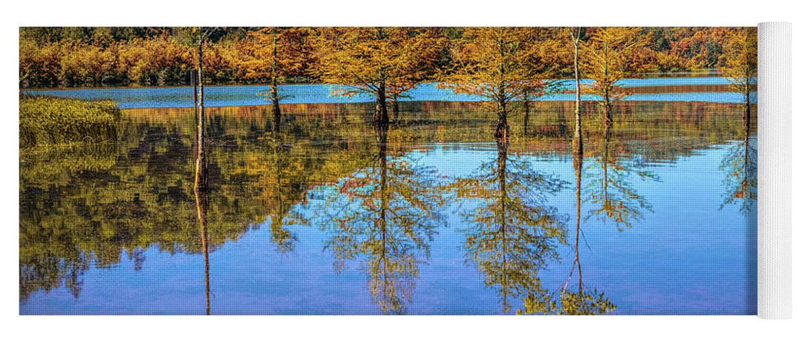 Carolina Yoga Mat featuring the photograph Peaceful Cypress Reflections by Debra and Dave Vanderlaan