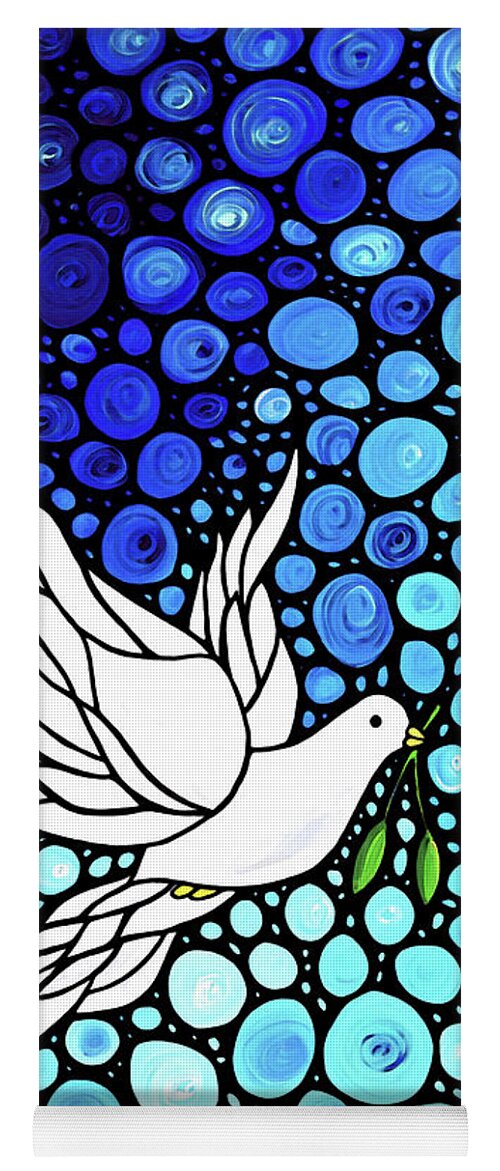 Peace Yoga Mat featuring the painting Peaceful Journey - White Dove Peace Art by Sharon Cummings