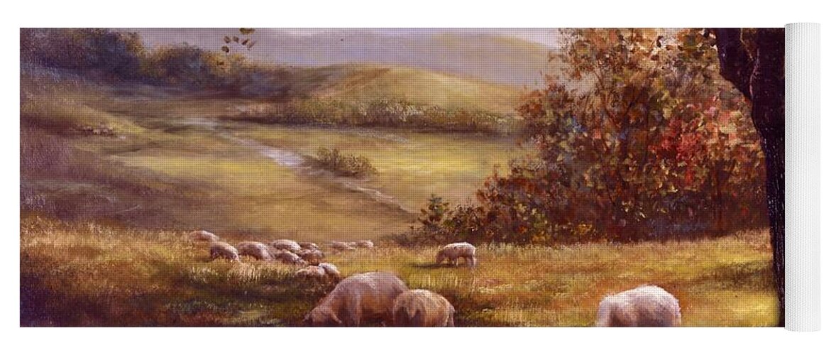 Country Landscape Yoga Mat featuring the painting Peaceful Pasture by Lynne Pittard