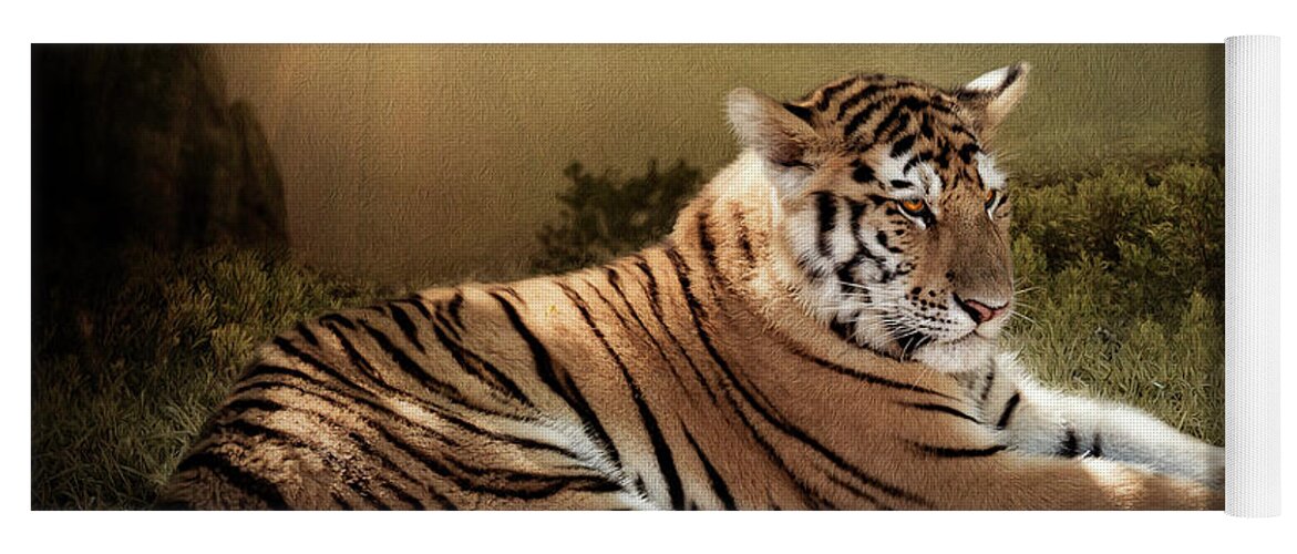 Bengal Tiger Yoga Mat featuring the digital art Peaceful Resolve by Maggy Pease