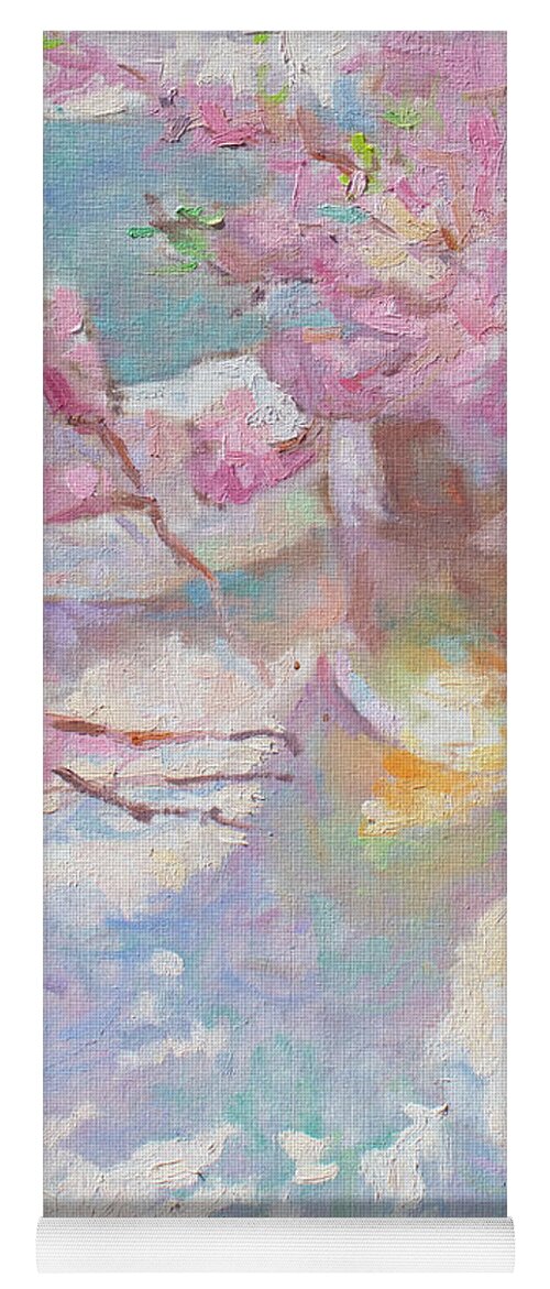 French Impressionism Yoga Mat featuring the painting Peach Blossoms by Srishti Wilhelm