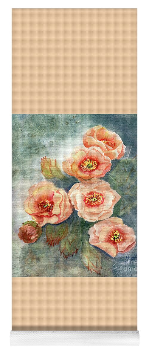 Prickly Pear Yoga Mat featuring the painting Peachy Prickly Pear by Marilyn Smith