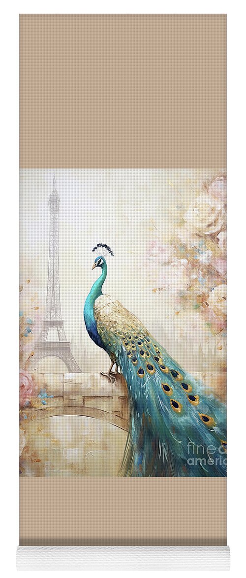 Paris Yoga Mat featuring the painting Peacock In Paris by Tina LeCour