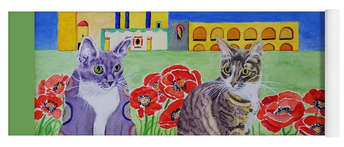 Cat Yoga Mat featuring the painting Peggy and Maya by Vera Smith