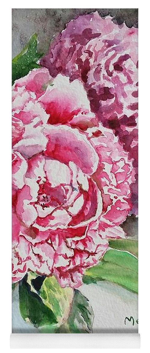 Peonies Yoga Mat featuring the painting Peonies by Merana Cadorette
