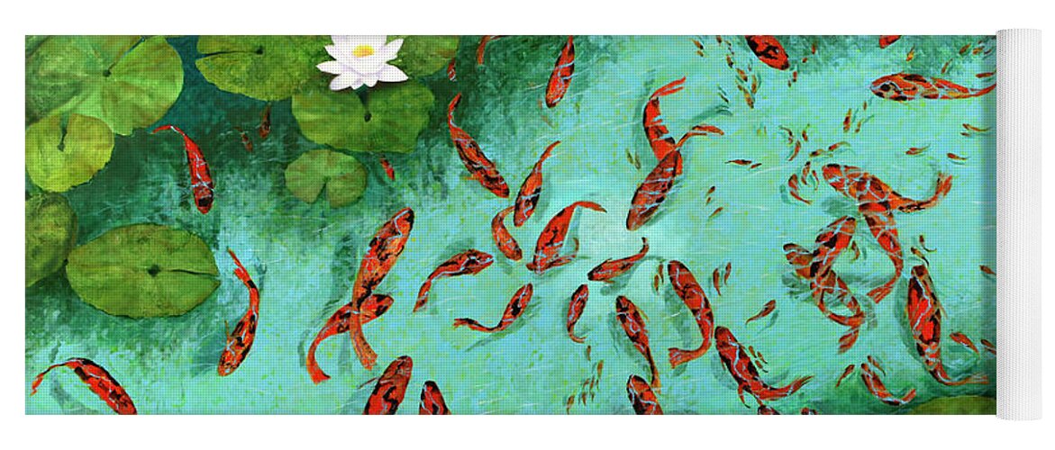 Golden Fishes Yoga Mat featuring the painting Pesci E Pescetti by Guido Borelli