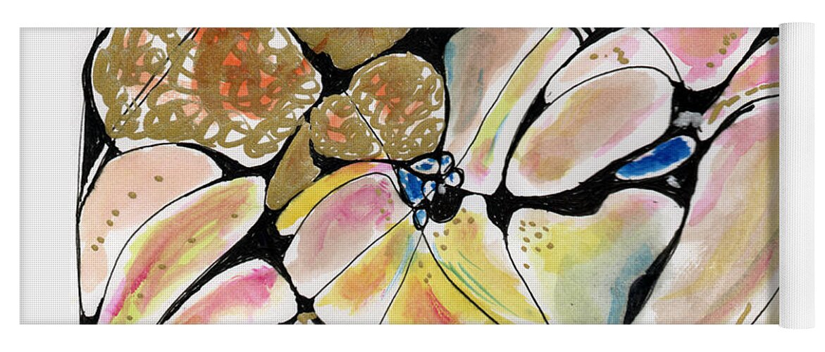 Abstract Yoga Mat featuring the mixed media Petals In A Secret Garden by Zsanan Studio