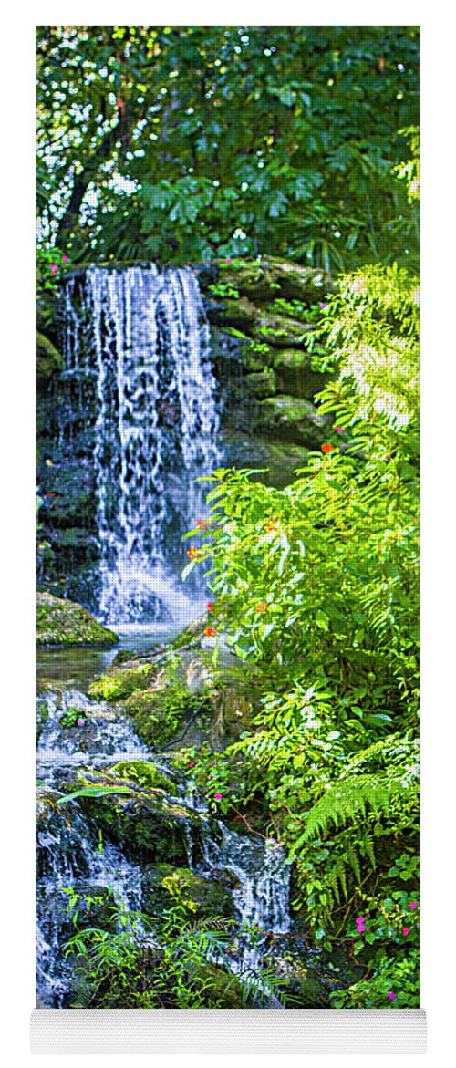 Color Yoga Mat featuring the photograph Petite River Waterfall by Alan Hausenflock