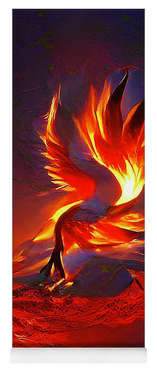 Phoenix Rising Yoga Mat featuring the digital art Phoenix Rising by Rod Melotte