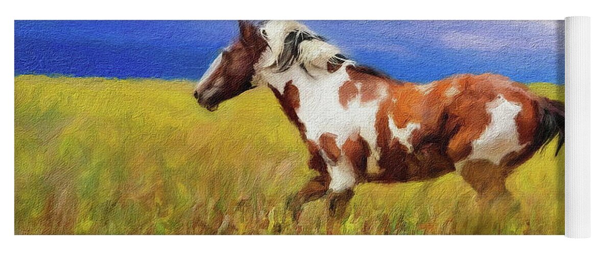 Wild Yoga Mat featuring the digital art Picasso - American's Famous Wild Mustang by Russ Harris