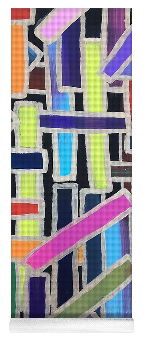 Acrylic Abstract Colors Bold Painting Underground Yoga Mat featuring the painting Pick Up Sticks by Debora Sanders