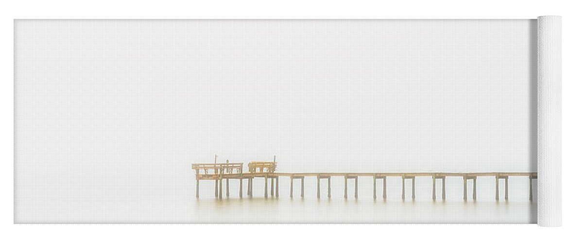 Fog Yoga Mat featuring the photograph Pier In Fog - A Photography Fine Art Minimalist by DB Hayes