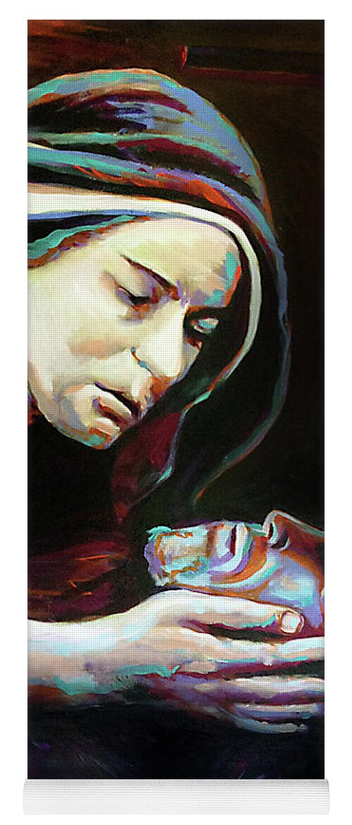 Virgin Mary Yoga Mat featuring the painting Pieta by Steve Gamba