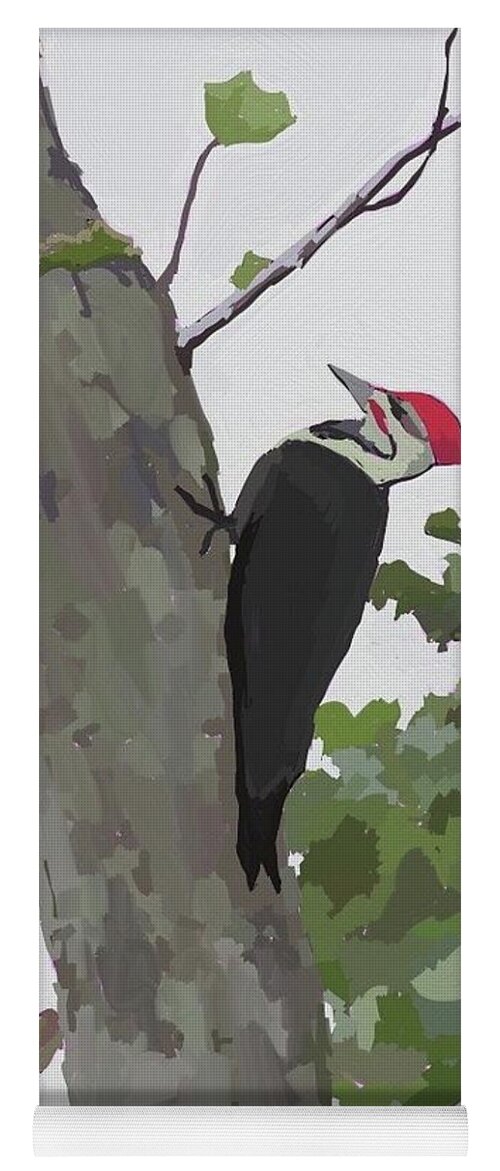  Yoga Mat featuring the painting Pileated by Anne Marie Brown