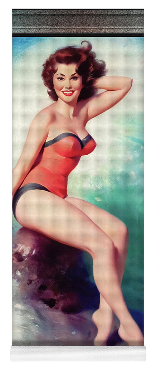 1940s Pin-Up Girl Surf's Up Surfer Girl Picture Poster Print Vintage Art Pin Up 