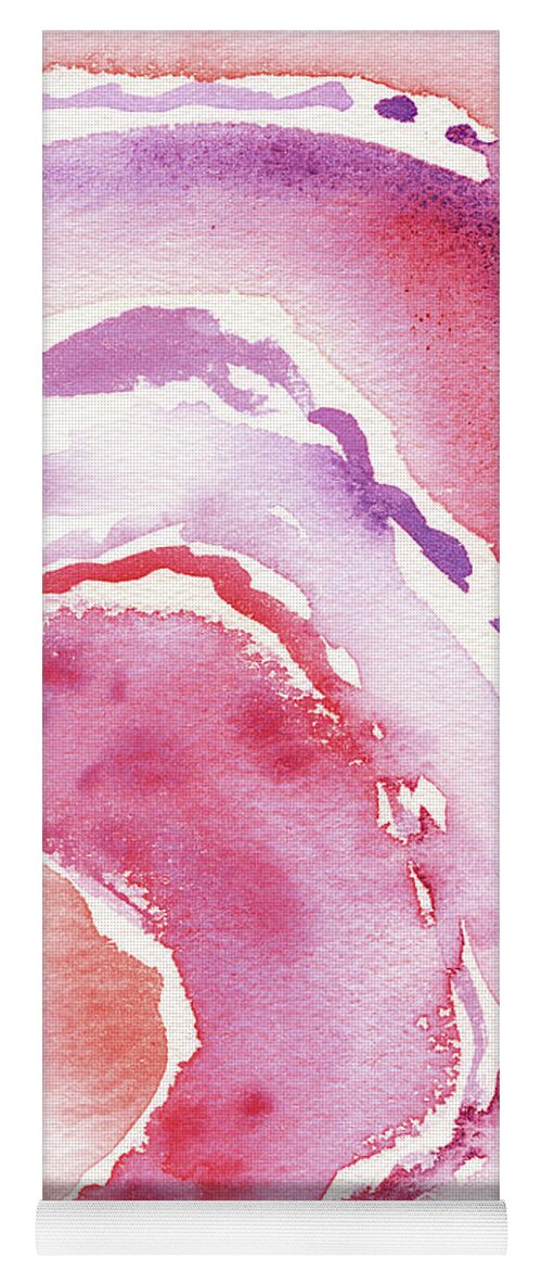 Pink Yoga Mat featuring the painting Pink Agate Abstract Watercolor Stone Painting  by Irina Sztukowski