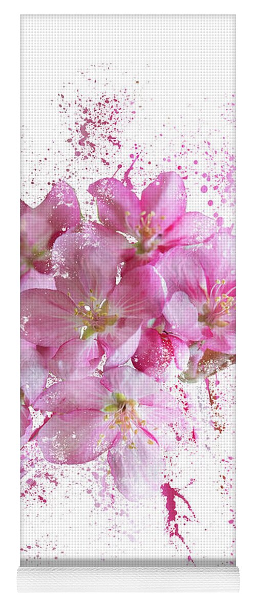 Easter Yoga Mat featuring the mixed media Pink Blossoms by Moira Law