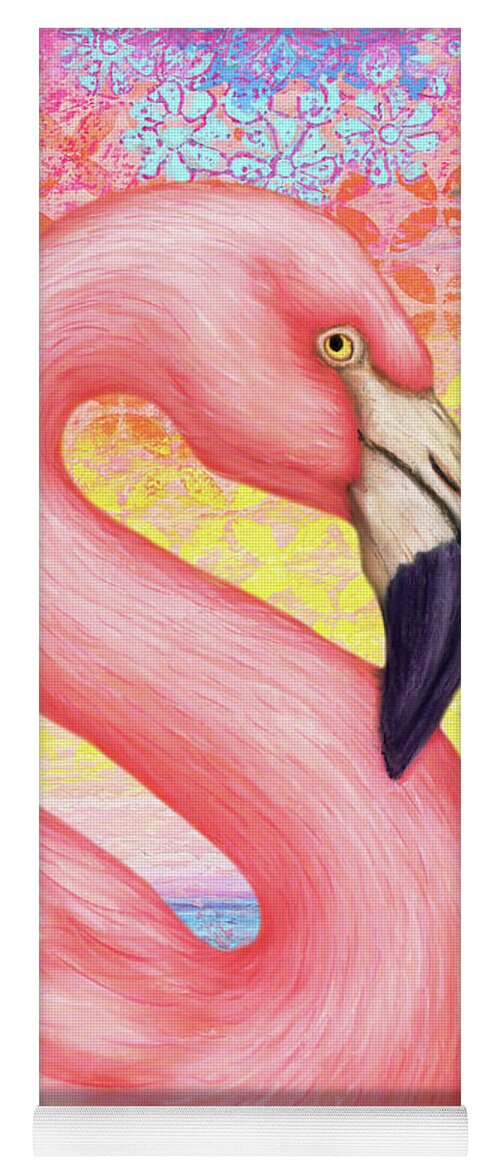 Flamingo Yoga Mat featuring the painting Pink Flamingo Abstract by Amy E Fraser