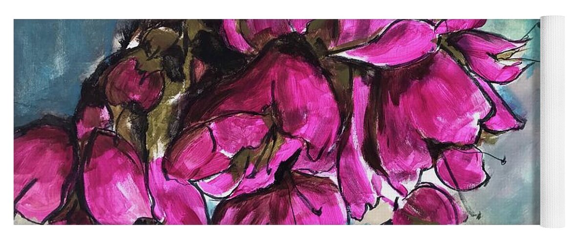  Yoga Mat featuring the painting Pink Flowers by Angie ONeal