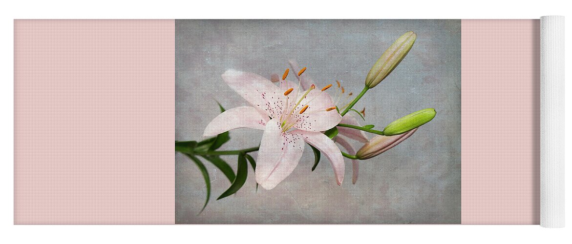 Easter Yoga Mat featuring the photograph Pink Lily with Texture by Patti Deters