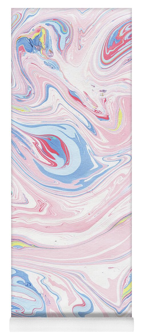 Marble Yoga Mat featuring the painting Pink Marble Pastel Blush Painting by Modern Art