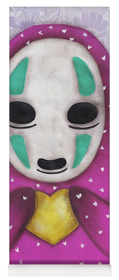 No Face Yoga Mat featuring the painting Pink No Face by Abril Andrade