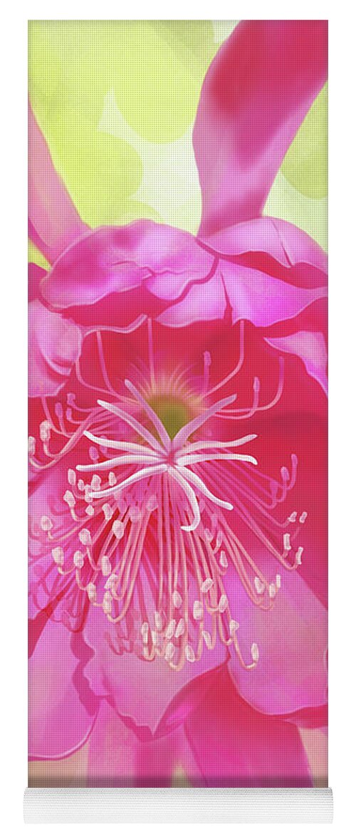 Orchid Yoga Mat featuring the mixed media Pink Orchid Cactus by Shari Warren