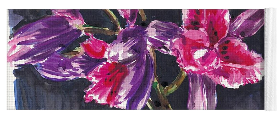 Orchids Yoga Mat featuring the painting Pink Orchids by George Cret