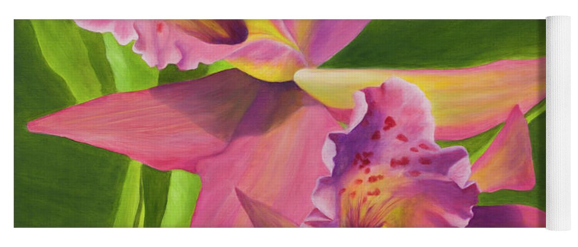 Art Yoga Mat featuring the painting Pink Orchids by Tammy Pool
