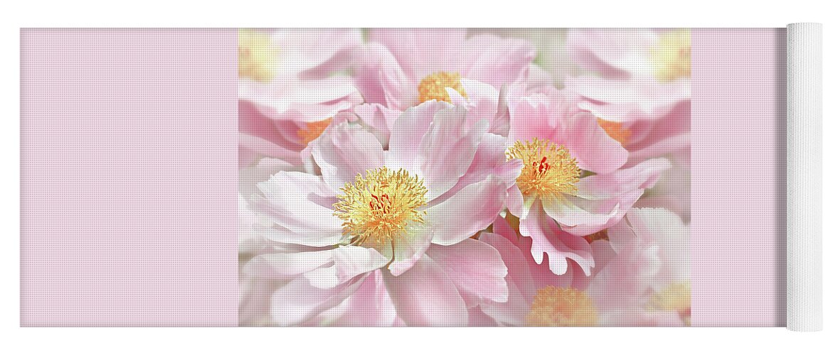 Peony Yoga Mat featuring the photograph Pink Peony Flowers Parade by Jennie Marie Schell