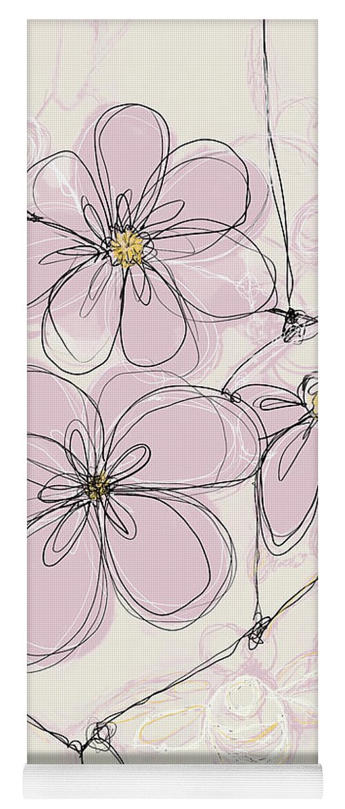 Pink Abstract Flowers Yoga Mat featuring the drawing Pink Petals Abstract Drawing by Patricia Awapara