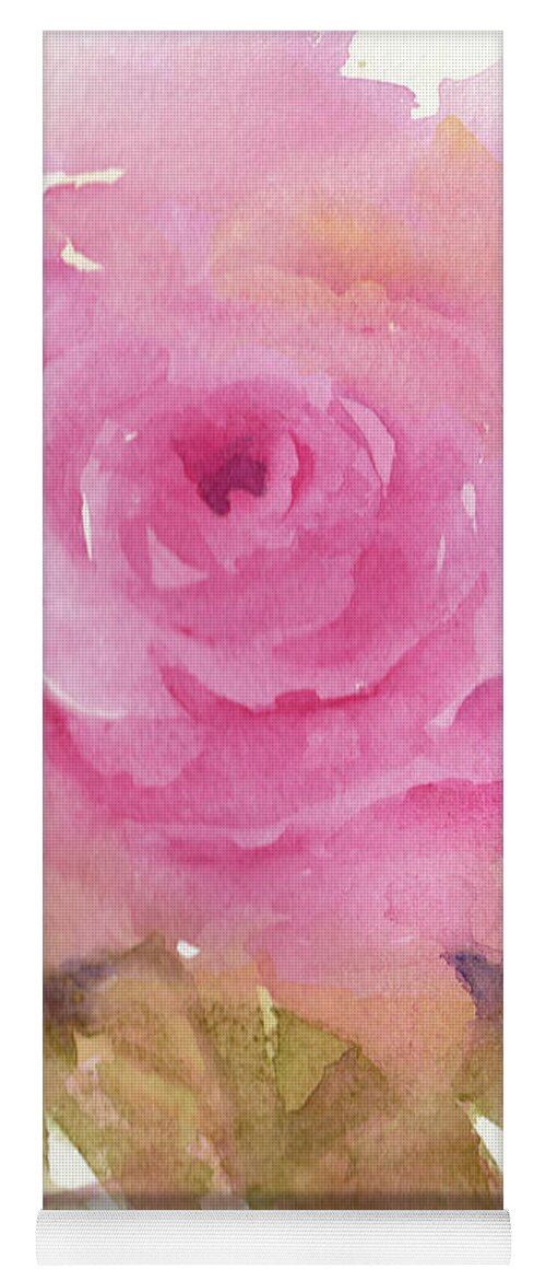 Rose Yoga Mat featuring the painting Pink Rose #1 by Wendy Keeney-Kennicutt