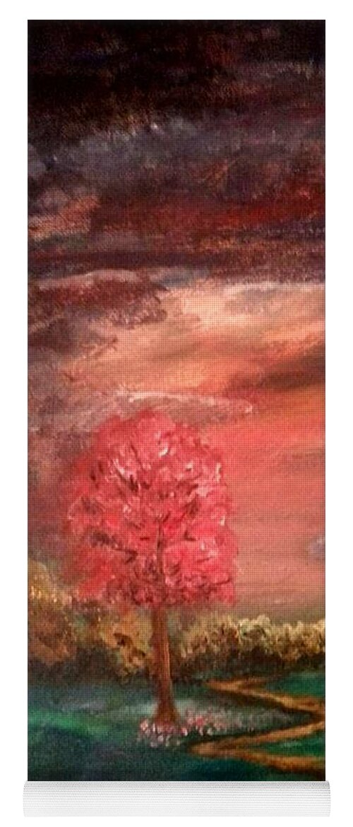 Christian Yoga Mat featuring the painting Pink Tree by Brenda Kay Deyo