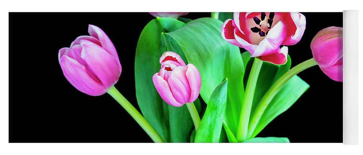 Tulips Yoga Mat featuring the photograph Pink Tulips Pink Impression X100 by Rich Franco