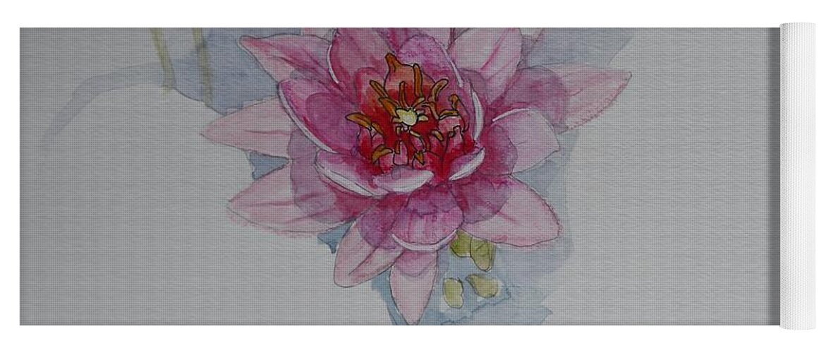 Water Lily Yoga Mat featuring the painting Pink water lily by Lisa Mutch