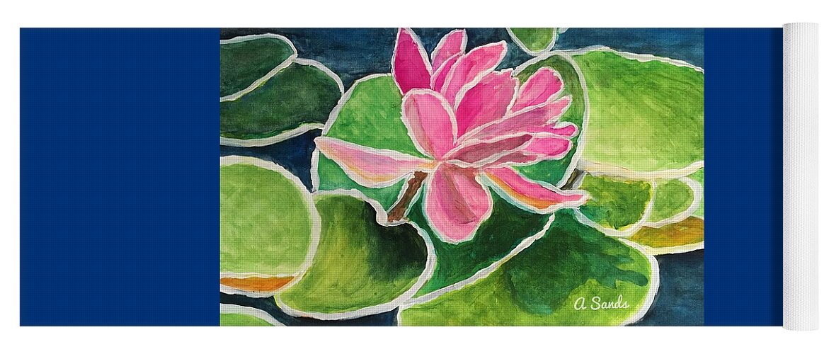 Waterlily Yoga Mat featuring the painting Pink Waterlily Abstract by Anne Sands