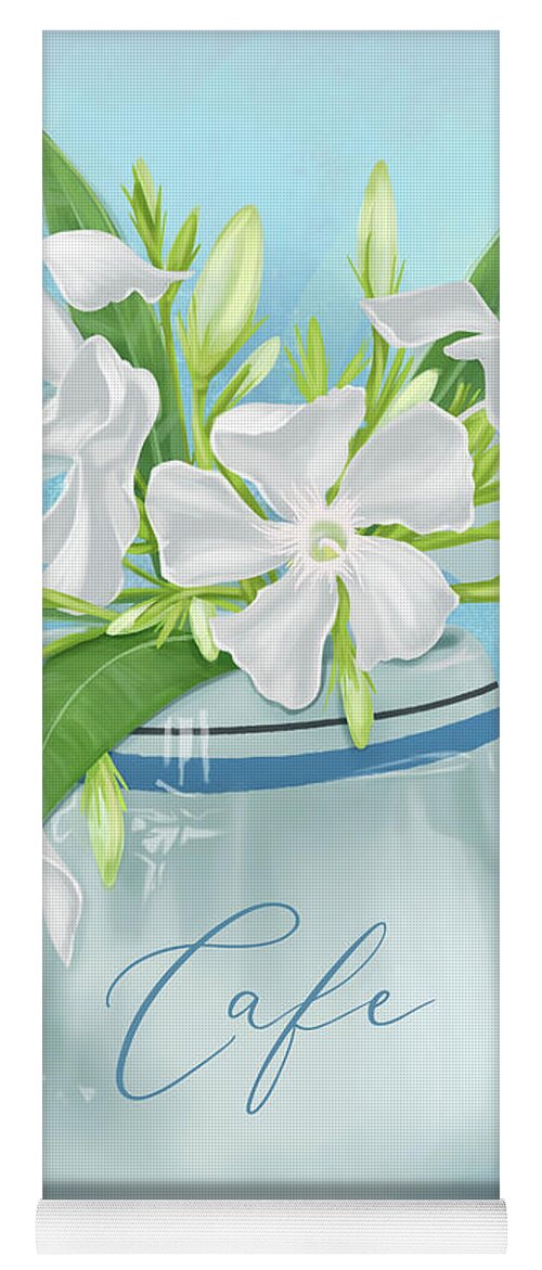 Oleander Yoga Mat featuring the mixed media Pitcher of White Oleander by Shari Warren